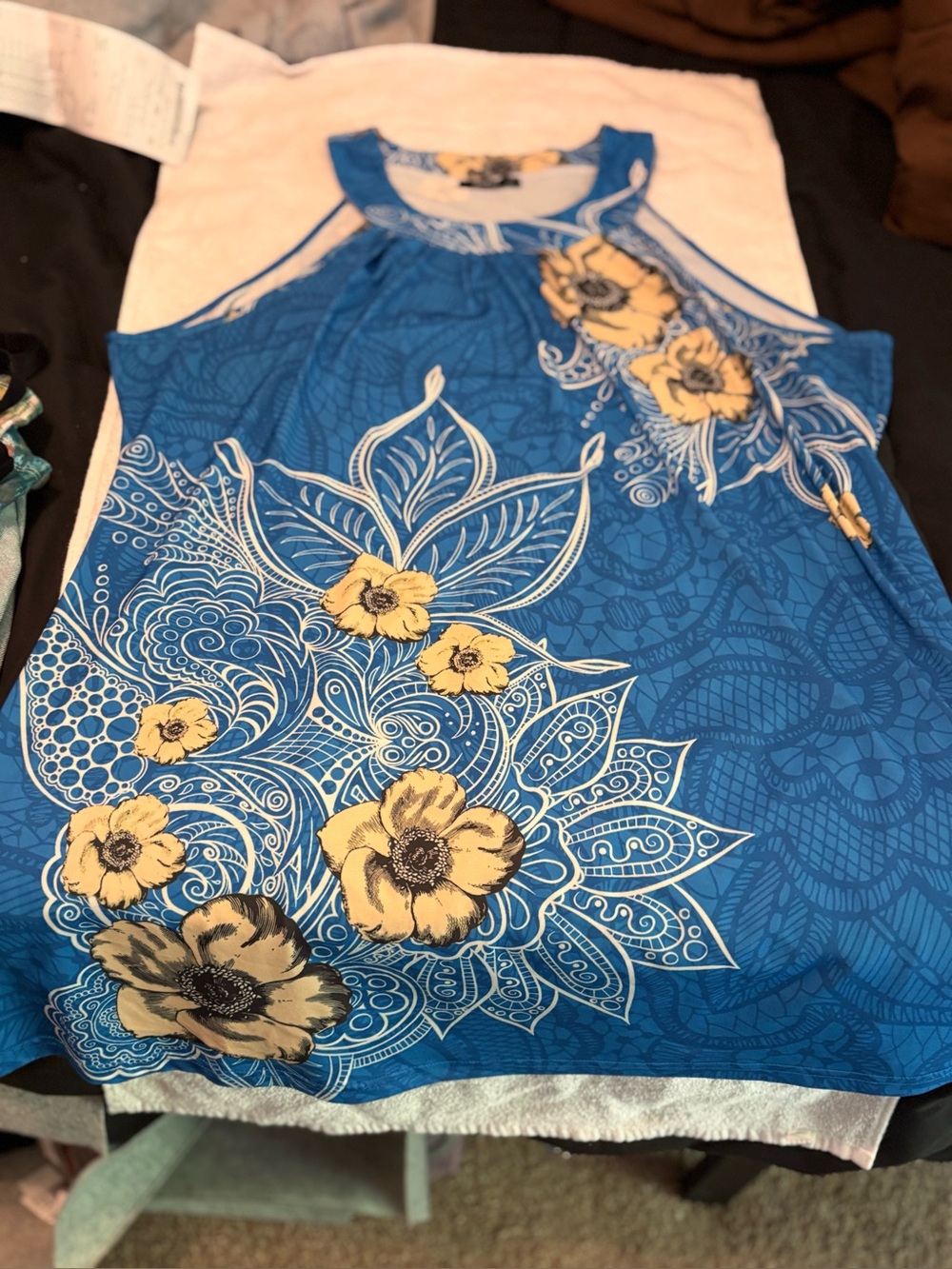 Blue Floral Sleeveless Tank Top dress
